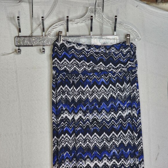 AB Studio Black White Royal Mixed Pattern Ruched Waist Poly Span Maxi Skirt XL - Picture 3 of 16